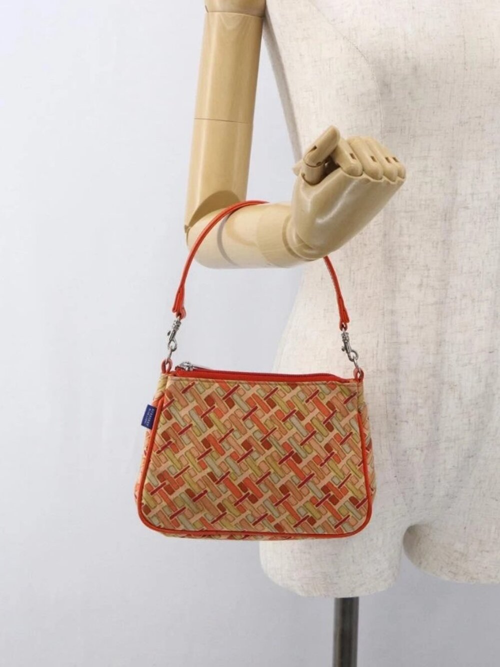 BURBERRY Blue Label Hand Bag Canvas Orange Silve